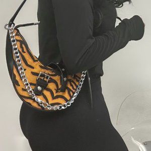 Metal Chain Crescent Underarm Bag, Crossbody Bag, Fashion Versatile Handbag Purs